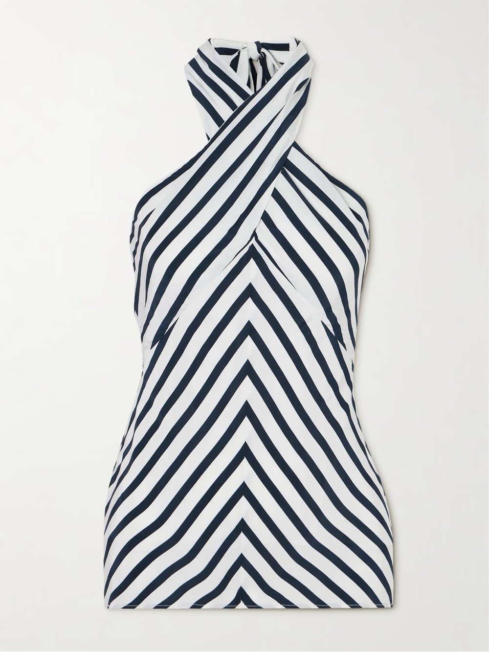 STAUD
Dawn striped crepe de chine halterneck top